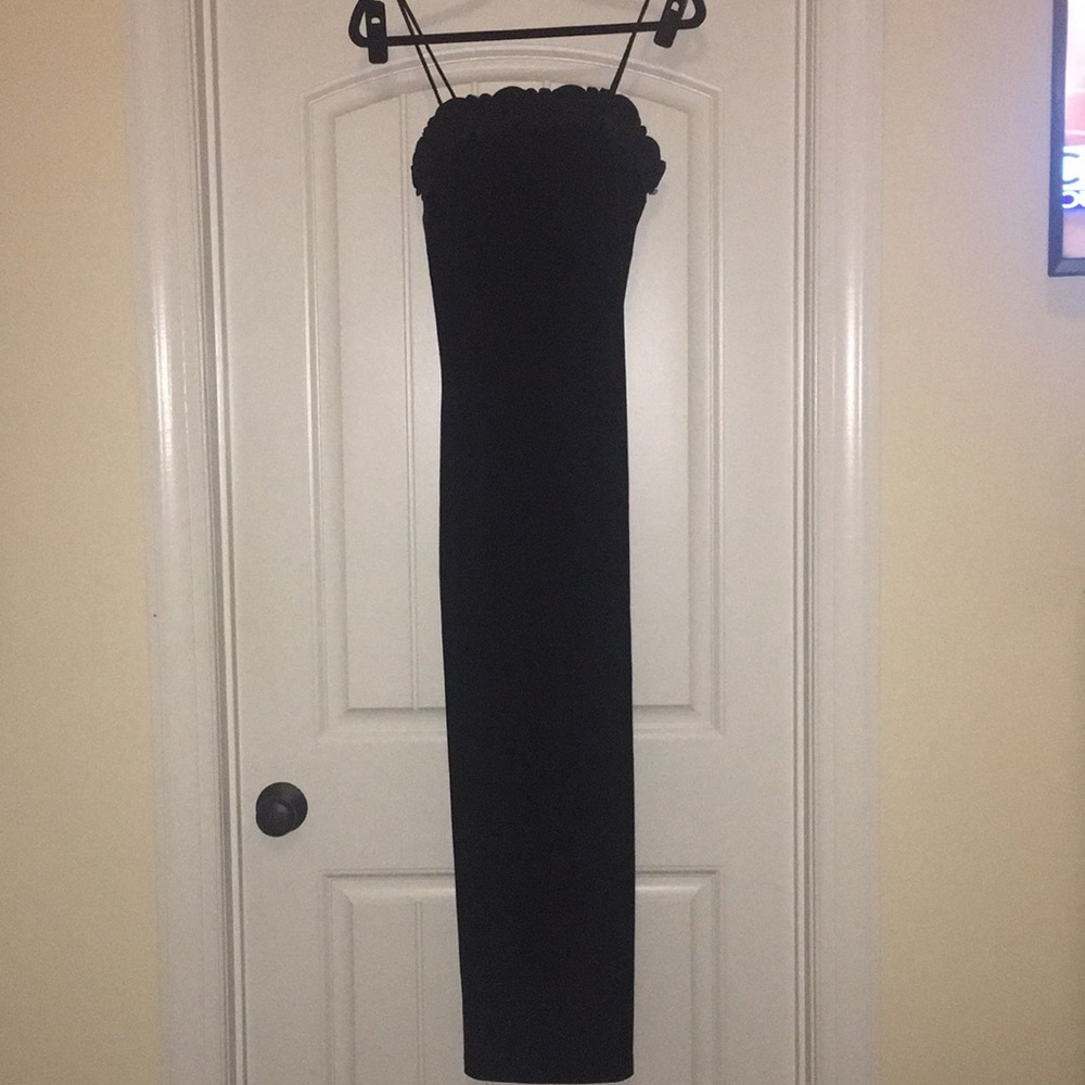 Black velvet floor length dress